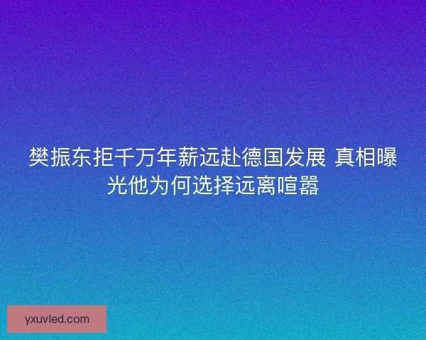 樊振东拒千万年薪远赴德国发展 真相曝光他为何选择远离喧嚣